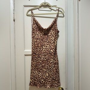 RESA Leopard Slip Mini Dress - Beige and Brown
